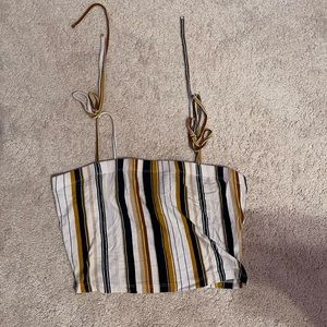Striped tie strap crop top